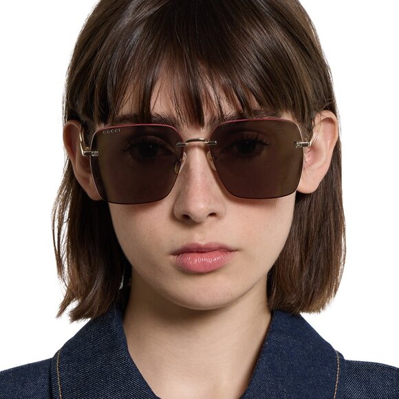 Gucci GG1955SA 002 Square Sunglasses - Gold/Brown main image 4